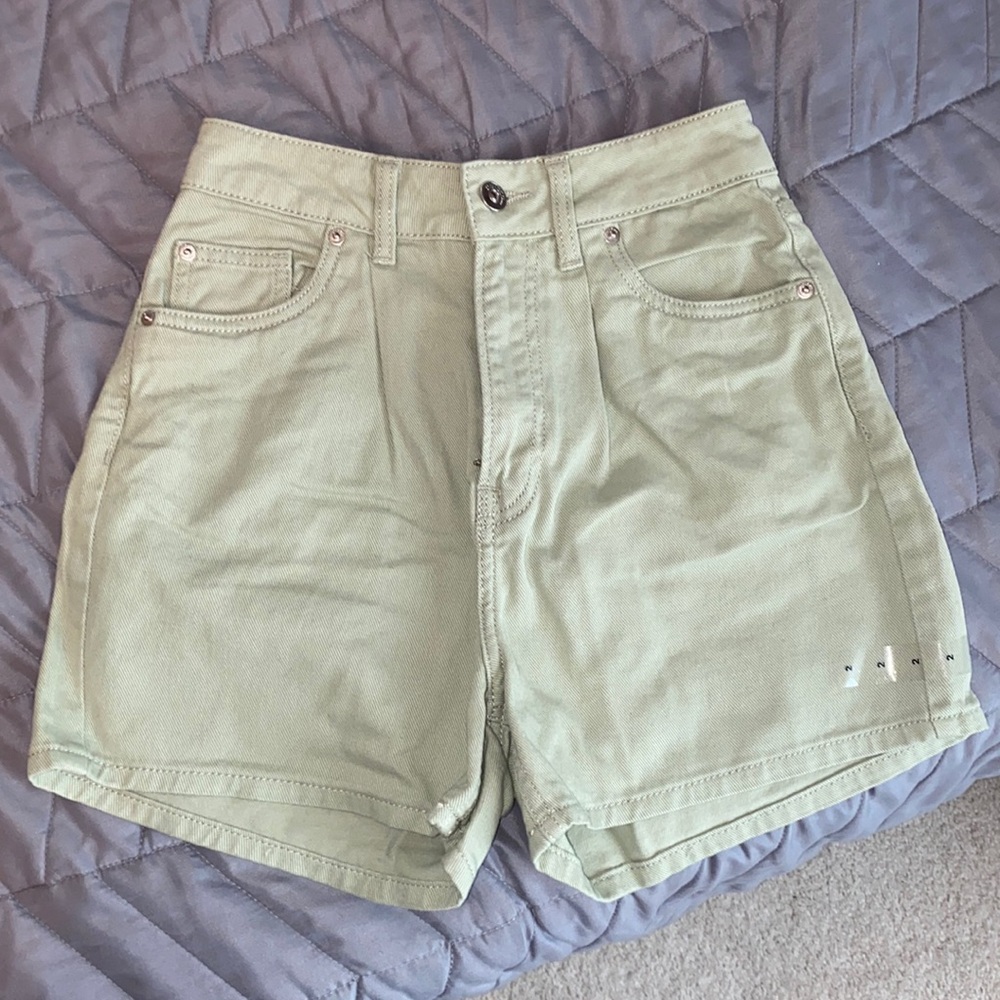 Sage green jean shorts